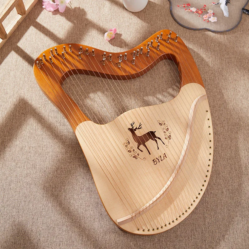 Harp 27 32 Strings Lyre Harp Solid Wood Mahogany Instrument With Case Box Spare Strings