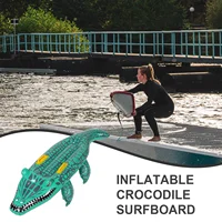 Inflatable Crocodile Surfboard Swimming Pool Floating Mat Alligator Decorative Inflation Pad Daily Use Mount 2