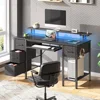 Computer Desk with LED Lights & Power Outlets, Home Office Desk with 4 Drawers, Writing Desk with Keyboard Tray 1