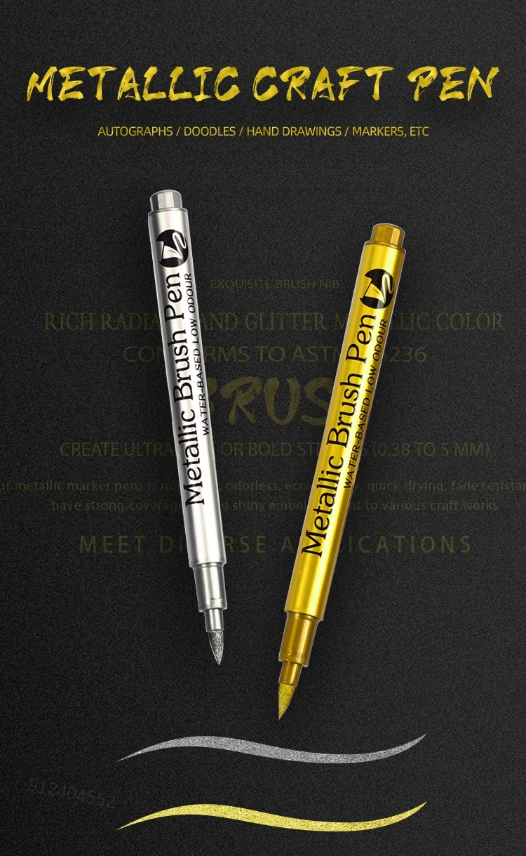 Haile 4/6 stücke Wasserdichte Permanent Metallic Pinsel Farbe Marker Stifte DIY Harz Form Gold Silber Zeichnung Liefert Handwerk marker Stift – Detail 2