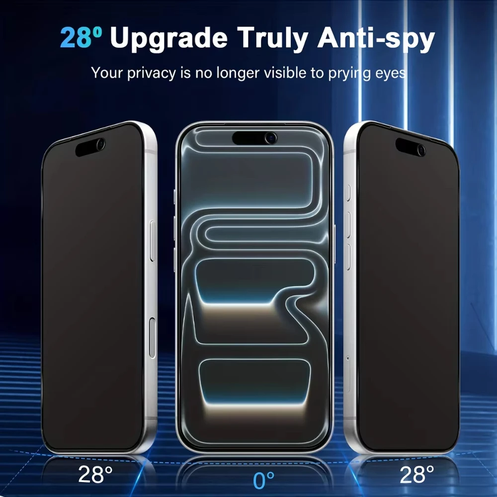 2er-Pack Mattierte Blickschutzfolie für iPhone 17 16 13 15 14 11 12 Pro Max 16e Air 7 8 Plus SE XR XS Anti-Spy Weiche Keramikfolie – Detail 2