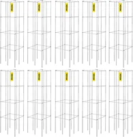 Tomato Cages, 11.8" x 11.8" x 46.1", 10 Packs Square Plant Support Cages, Silver PVC-Coated Steel Tomato Towers for Climbing 1