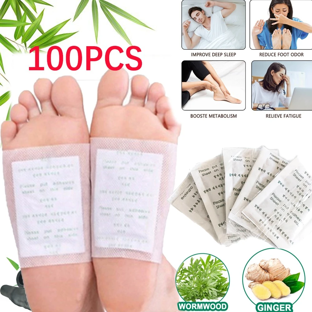 100PCS Bamboo Pads Patches Detox Foot Patch With Adhersive Foot Care