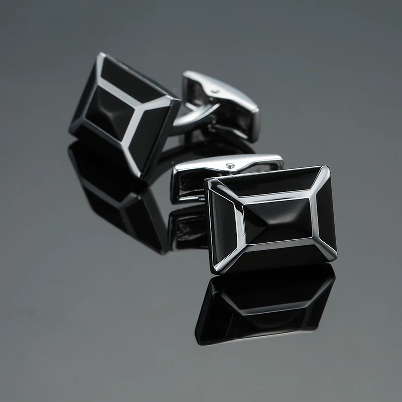 Luxury Mens Cufflinks - Classic Square Blue  Black Retro Pattern Suit Accessories