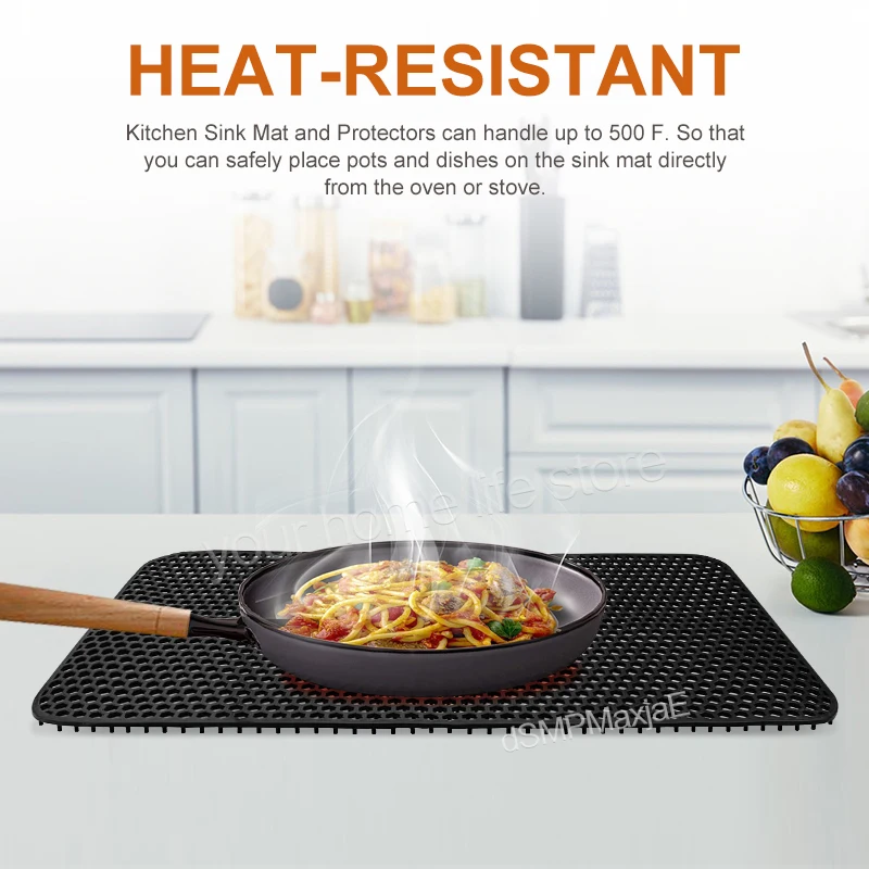 Alfombrilla de silicona para fregadero de cocina, protector antideslizante  resistente al calor para secado de platos
