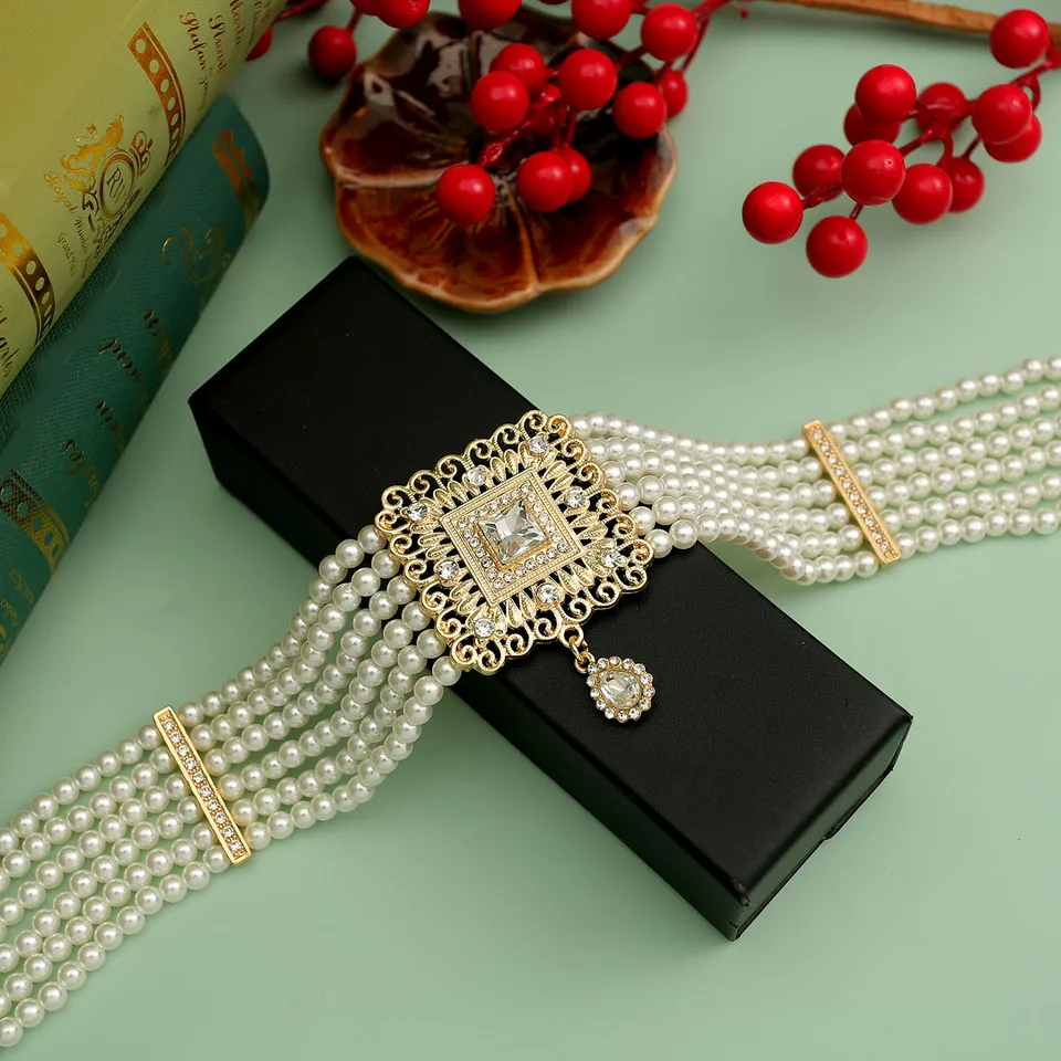 Jewar Gold Plated Pearl Choker Necklace Set - Cubic Zirconia & Pearl Jewelry For Women And Girls - View #7