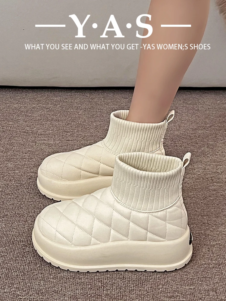 

Женские резиновые ботинки на плоской подошве, австралийская обувь с круглым носком, женская зимняя обувь, дождь в Стиле Лолита, снег 2023, Дамская обувь на среднем каблуке из хлопка Fa