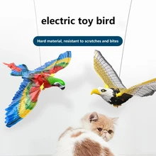 시뮬레이션 새 인터랙티브 고양이 장난감, 전기 매다는 독수리 비행 새 고양이 놀리는 놀이 고양이 스틱 스크래치 로프 새끼 고양이 개 장난감