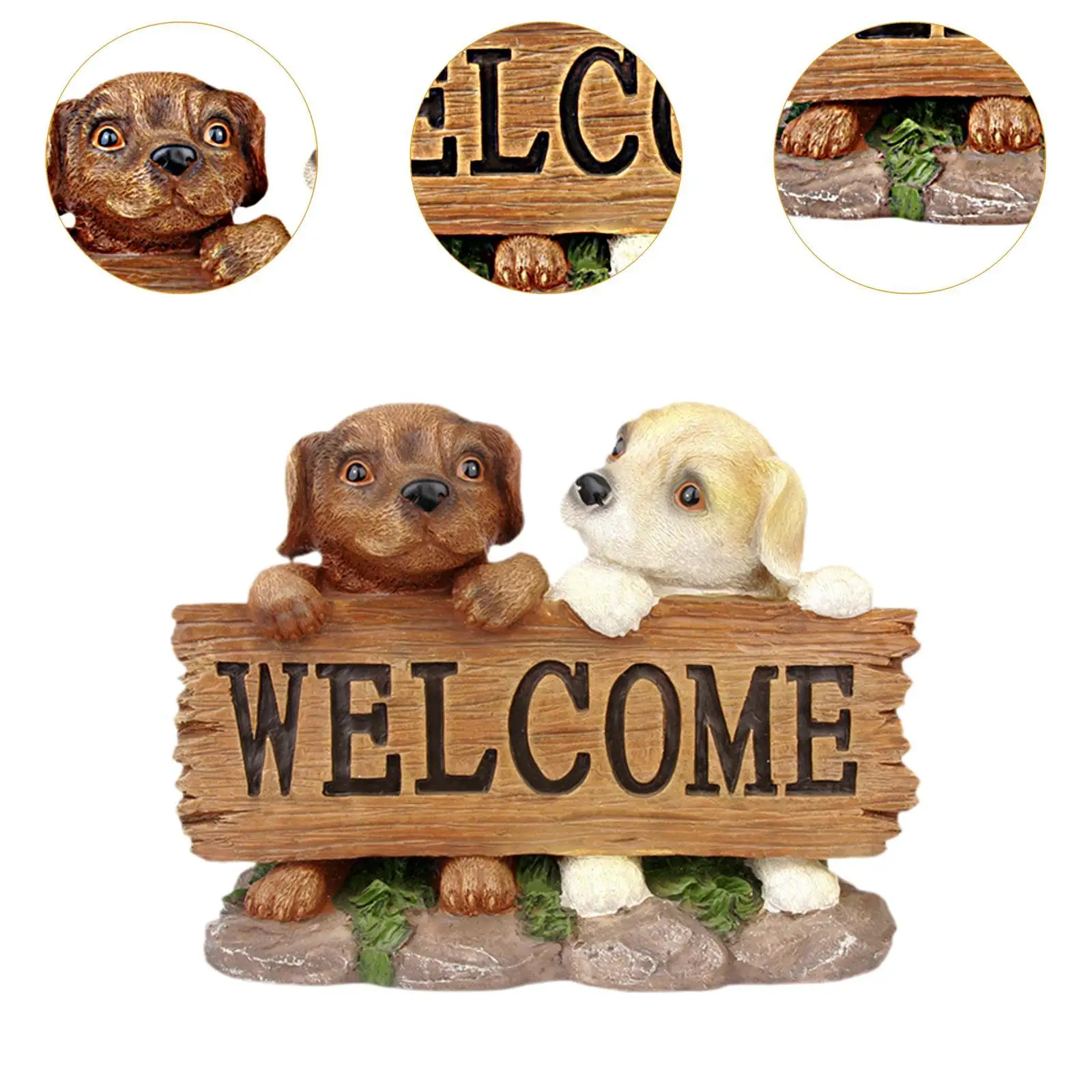 Garden Dog Statue Holiday Decoration Decorative Puppy Figurine Garden Ornament for Tabletop Home Office Outdoor Outside Garden