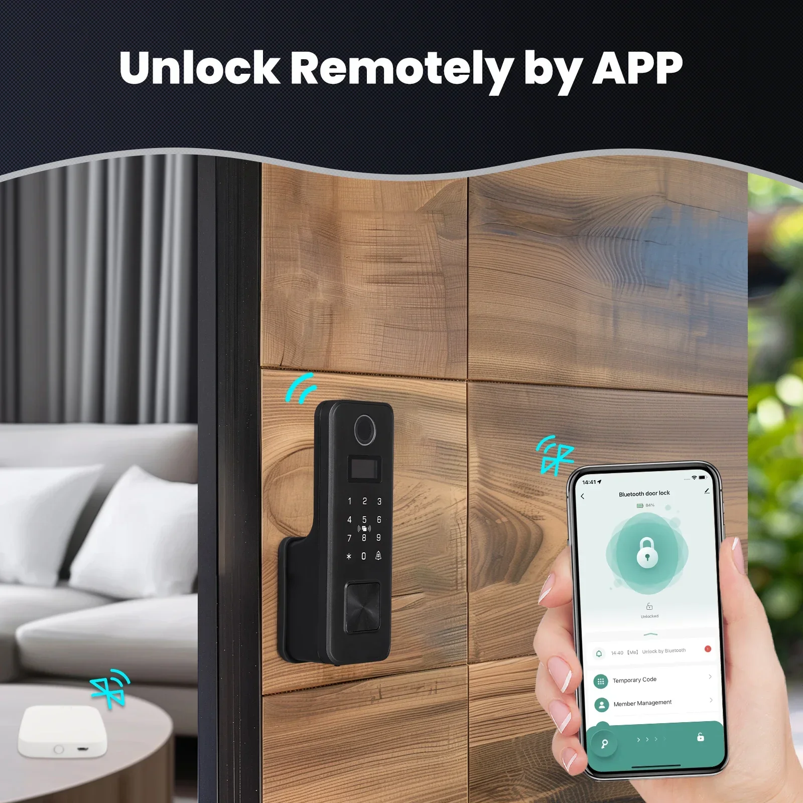 قفل باب ذكي MOES Tuya ببصمة الإصبع وبلوتوث IPX4 مع...