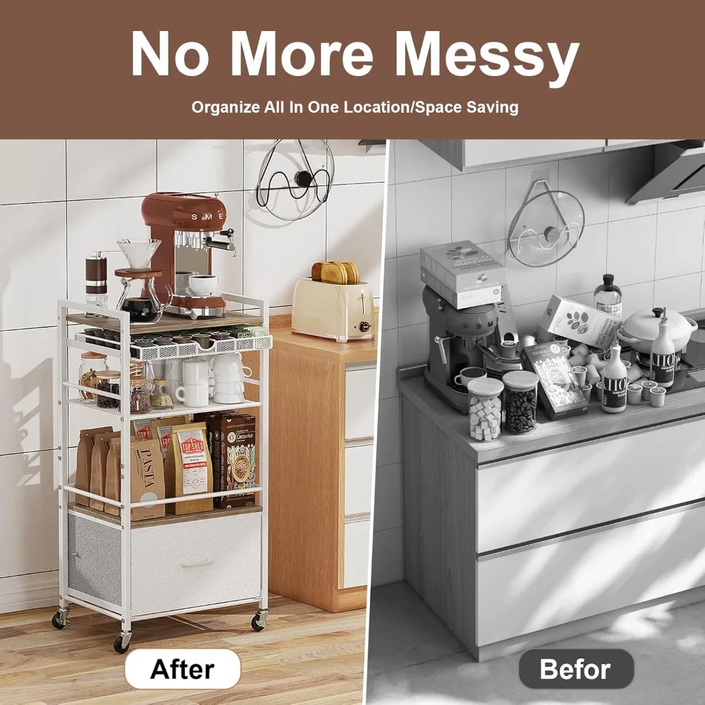 5-Tier Mobile Coffee Bar Cabinet 4