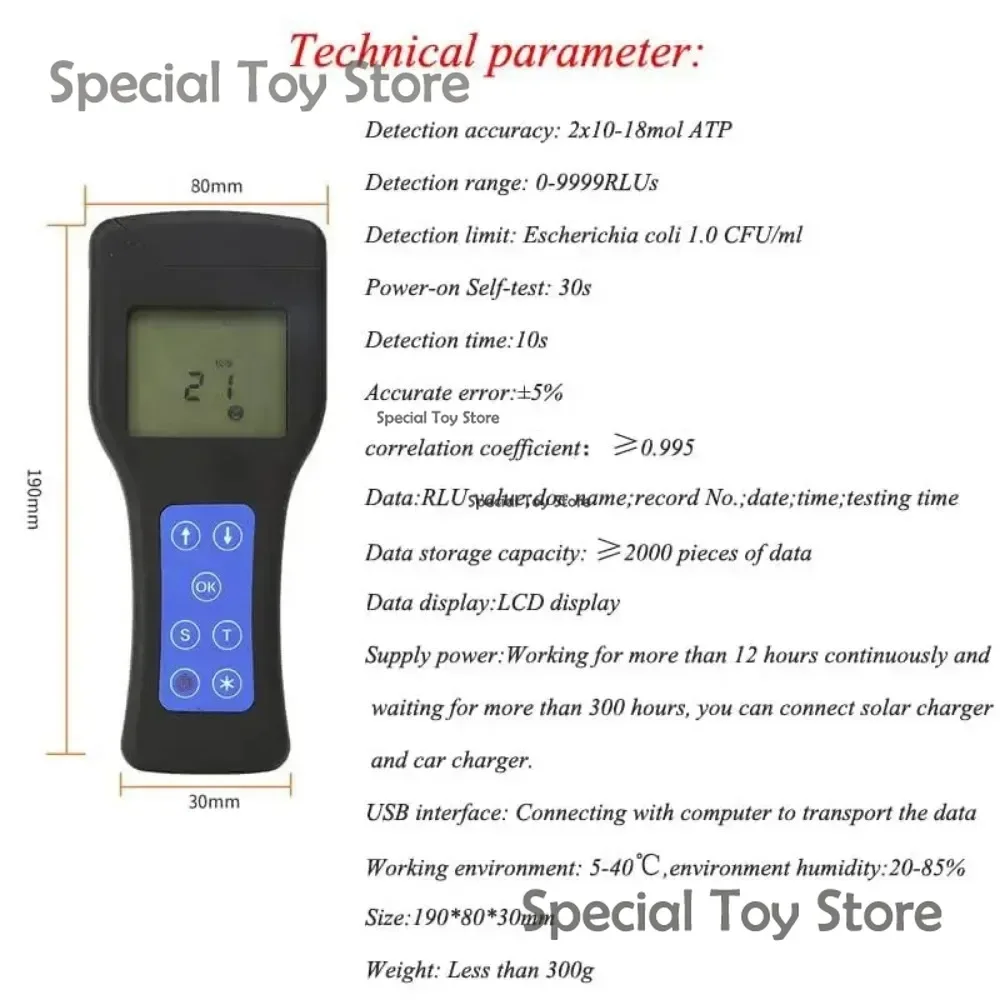 Surface Cleanliness Tester ATP Rapid Detector, Portable Hygiene Moniter Meter, Swab Not Included