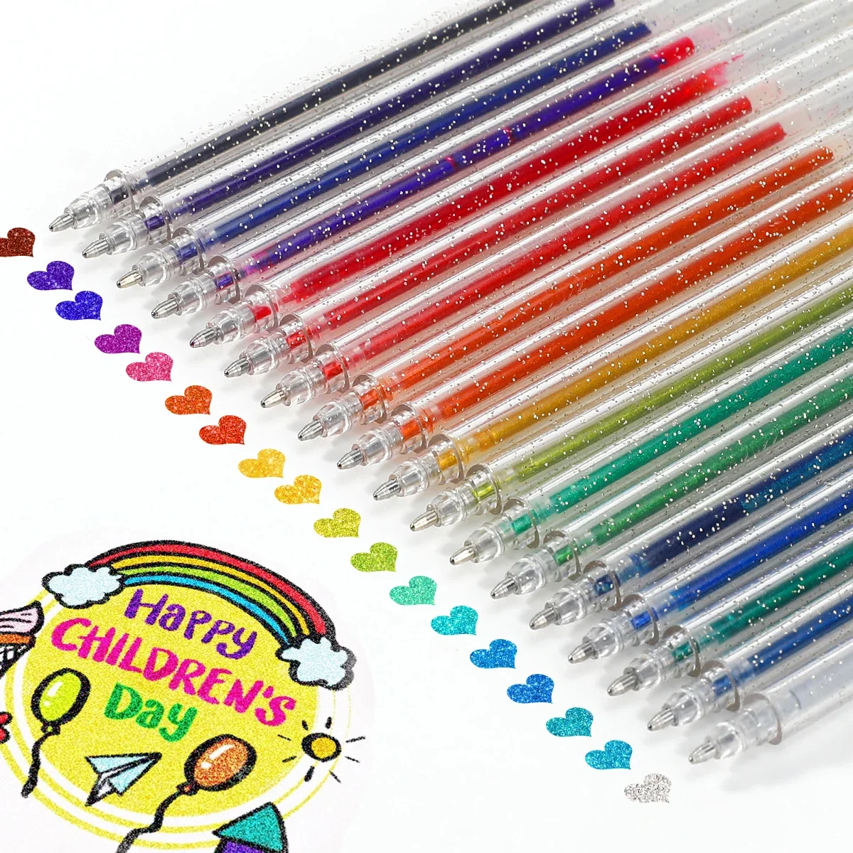 12pcs Glitter Gel Pen Set 12 color ink refill Children Adult Coloring Journaling Art Drawing Book Doodling