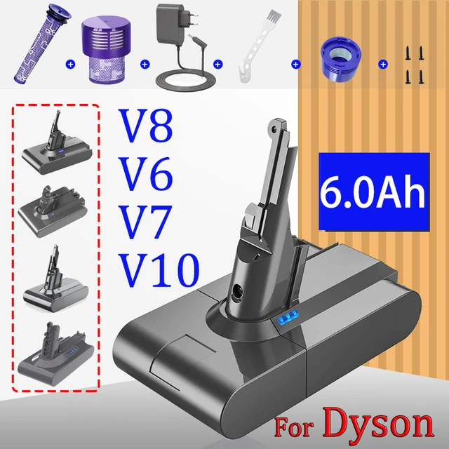 Powtree 6.0Ah/8.0Ah 21.6V For Dyson V8 Battery Absolute V8 Animal Li-ion  SV10 Handheld Vacuum Cleaner series Rechargeable