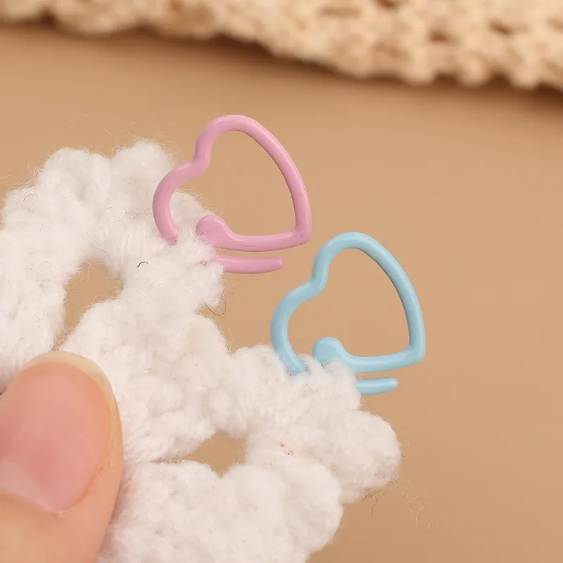 5/200x 스파이럴 메탈 페인트 스티치 마커 믹스 컬러 하트 모양 크로셰 마커 링 핸드메이드 DIY 뜨개질 버클