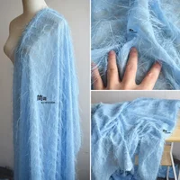 Blue Shiny Line Fabric Feather Tassel Yarn Skirt Accessories High-end Dresses Apparel Creative Design Cloth Wholesale