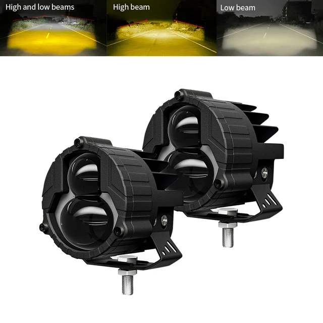 Led Lights for Motorcycle Spotlight Large Small Eye Lenses High Low Beams Universal Small Steel Cannon Lights Auxiliary Light