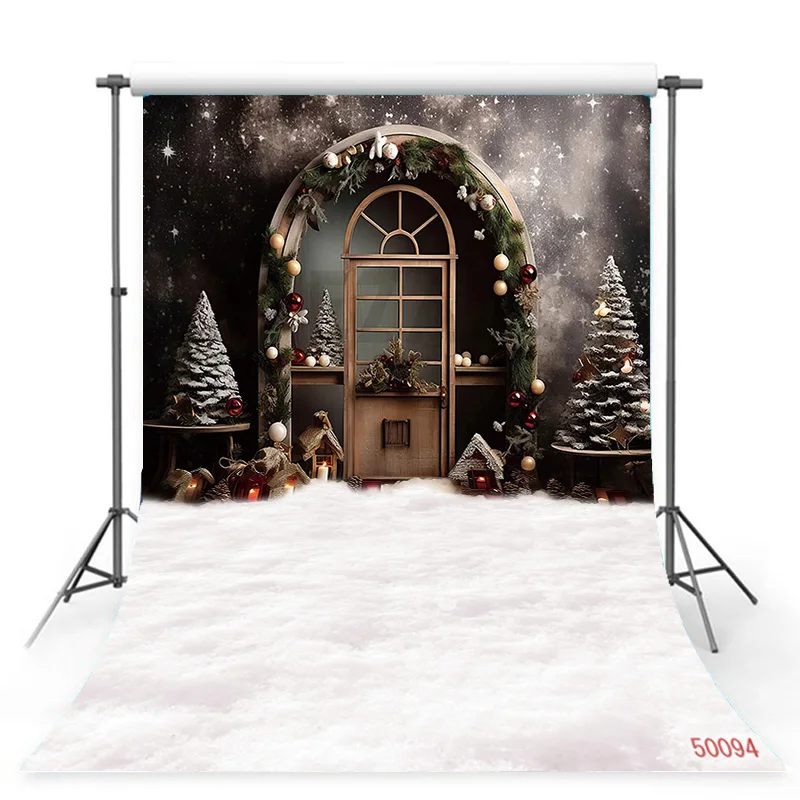 

SHENGYONGBAO Art Fabric Christmas Theme Photography Background Props Pine Tree Family Festival Backdrops For Photo Stdio ZM-14
