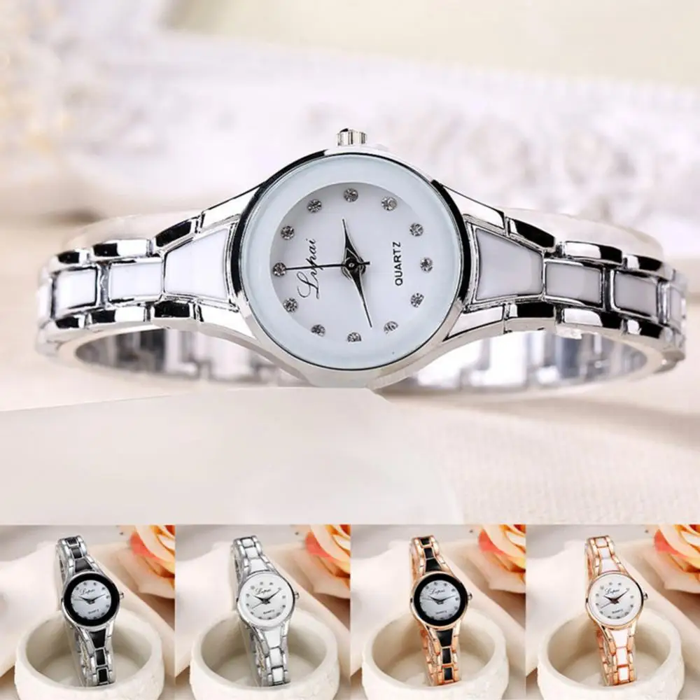

Slim Band Luxury Women Bracelet Rhinestone Round Dial Analog Quartz Watch Gift