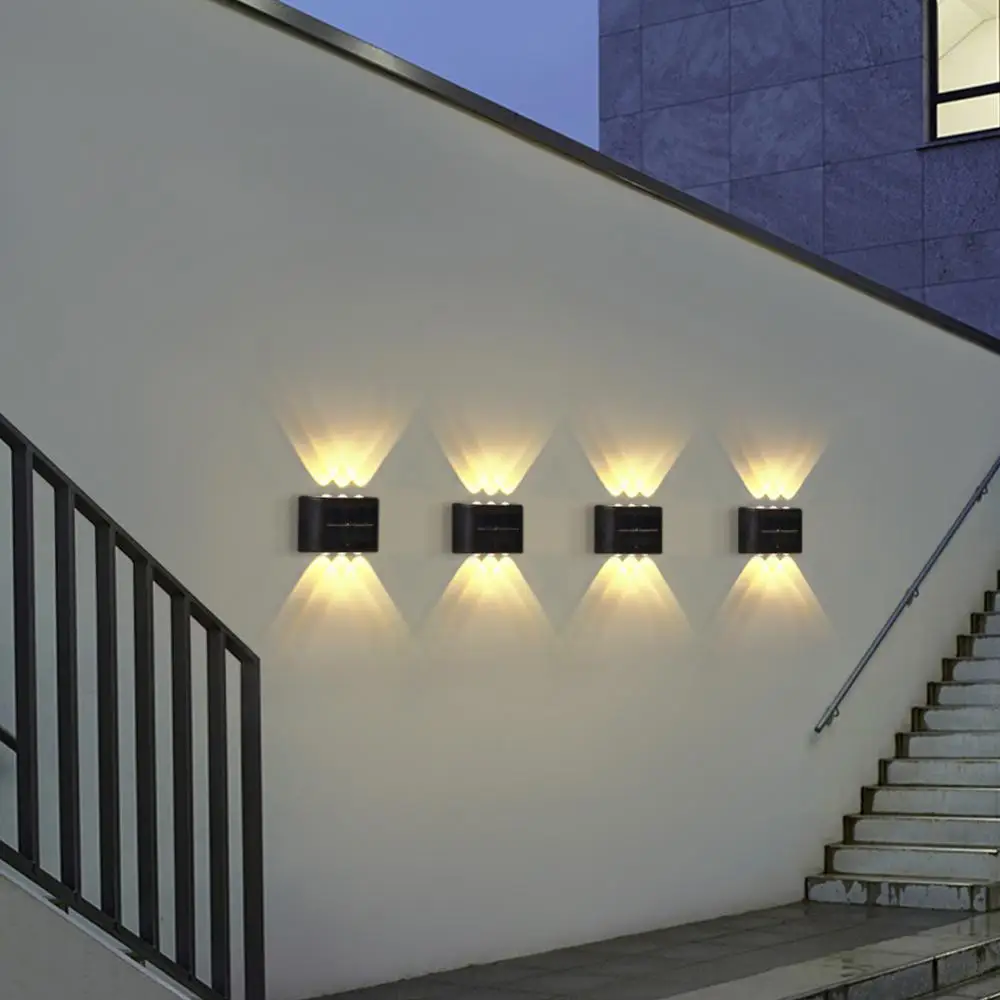 Luz de decoración de parede de patio exterior impermeable con enerxía solar