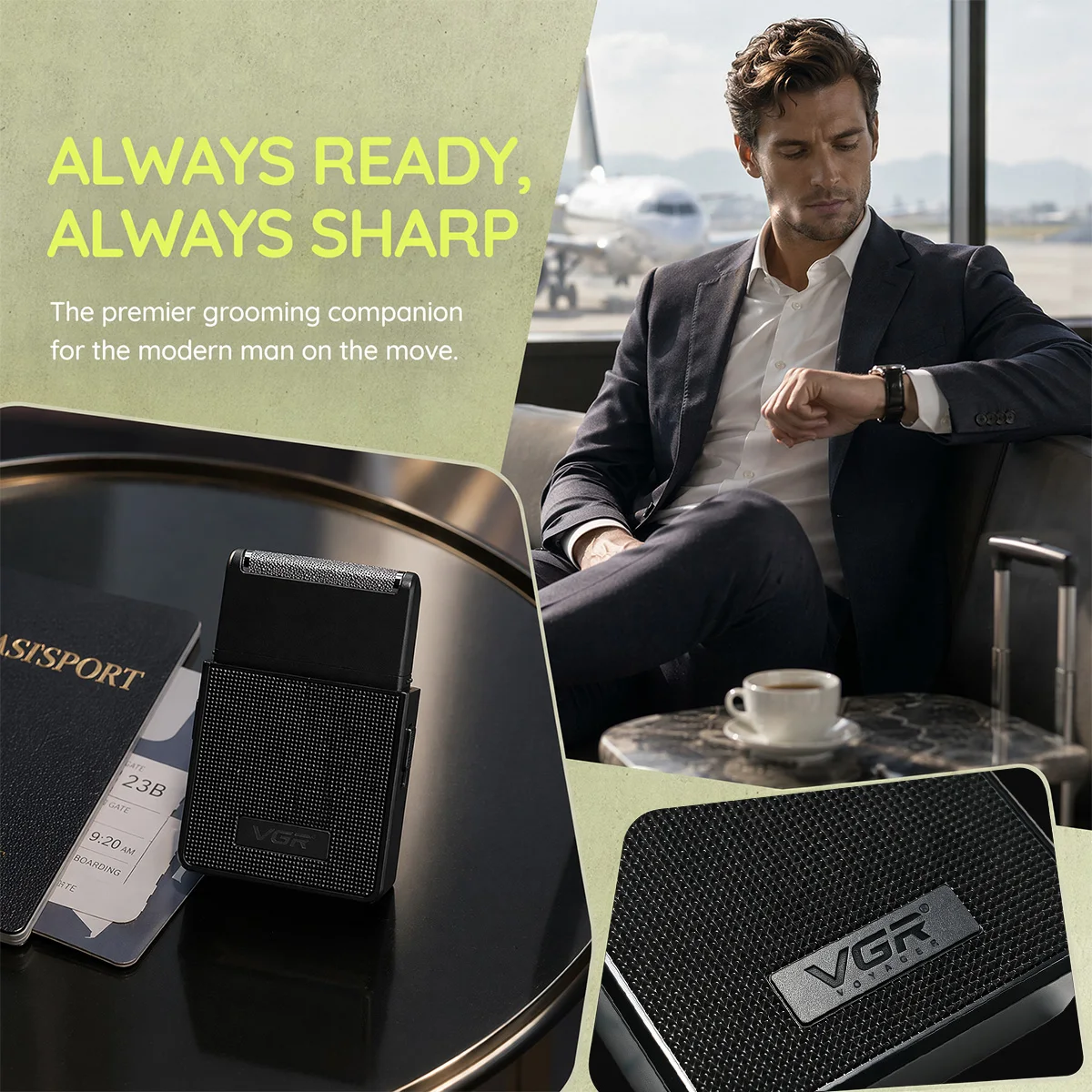 Rechargeable Professional Men's Shaver and Beard Trimmer with Travel Case