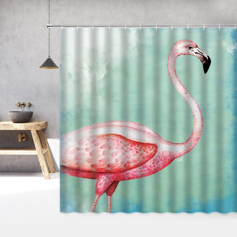 

Flamingo Shower Curtain printed 3d Bath Curtains Waterproof With Hooks Bathroom Shower Curtain Polyester Washable Cloth