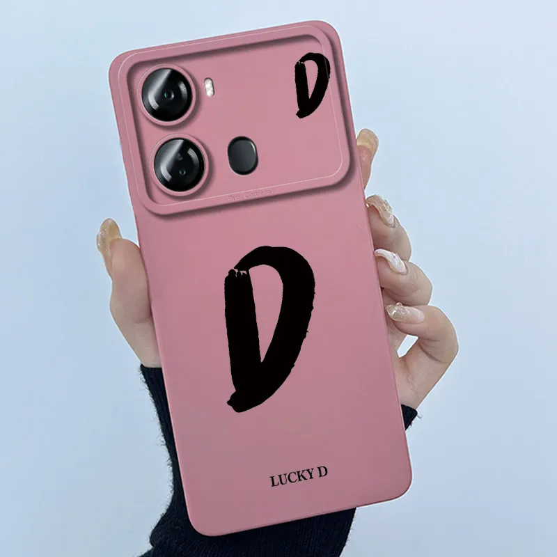 Lucky Initial Letter Soft Matte Silicone TPU Shockproof Phone Case