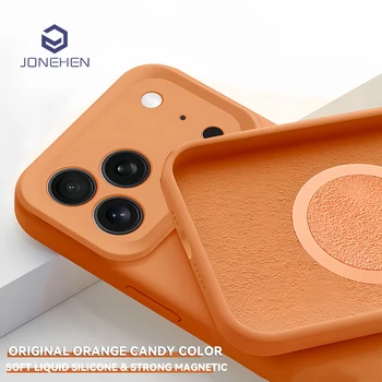 For Magsafe 17pro Orange Liquid Silicone Shockproof Soft Case For IPhone Air 17 16 Plus 15 14 Pro Max Protective Mangetic Cover 1