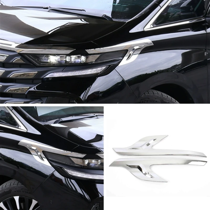 

Exterior Accessories For Toyota ALPHARD VELLFIRE 2024 Headlights Eyebrow Eyelids Chrome Cover Trim 2PCS/SET