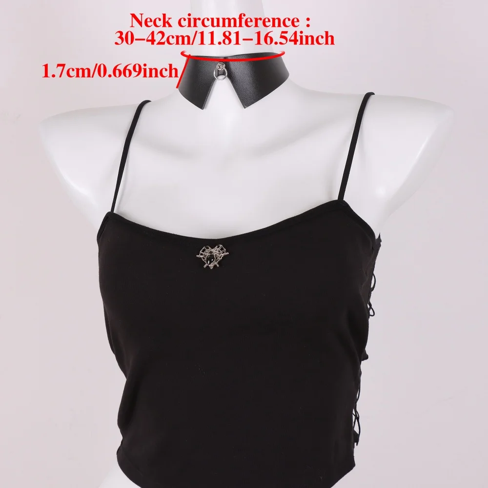 Dunkles PU-Leder-Fake-Kragen, weiblicher Y2K-Punk-Sweet-Cool-Halsband, Hot Girl-Halsband-Halskette im gotischen Stil – Detail 4