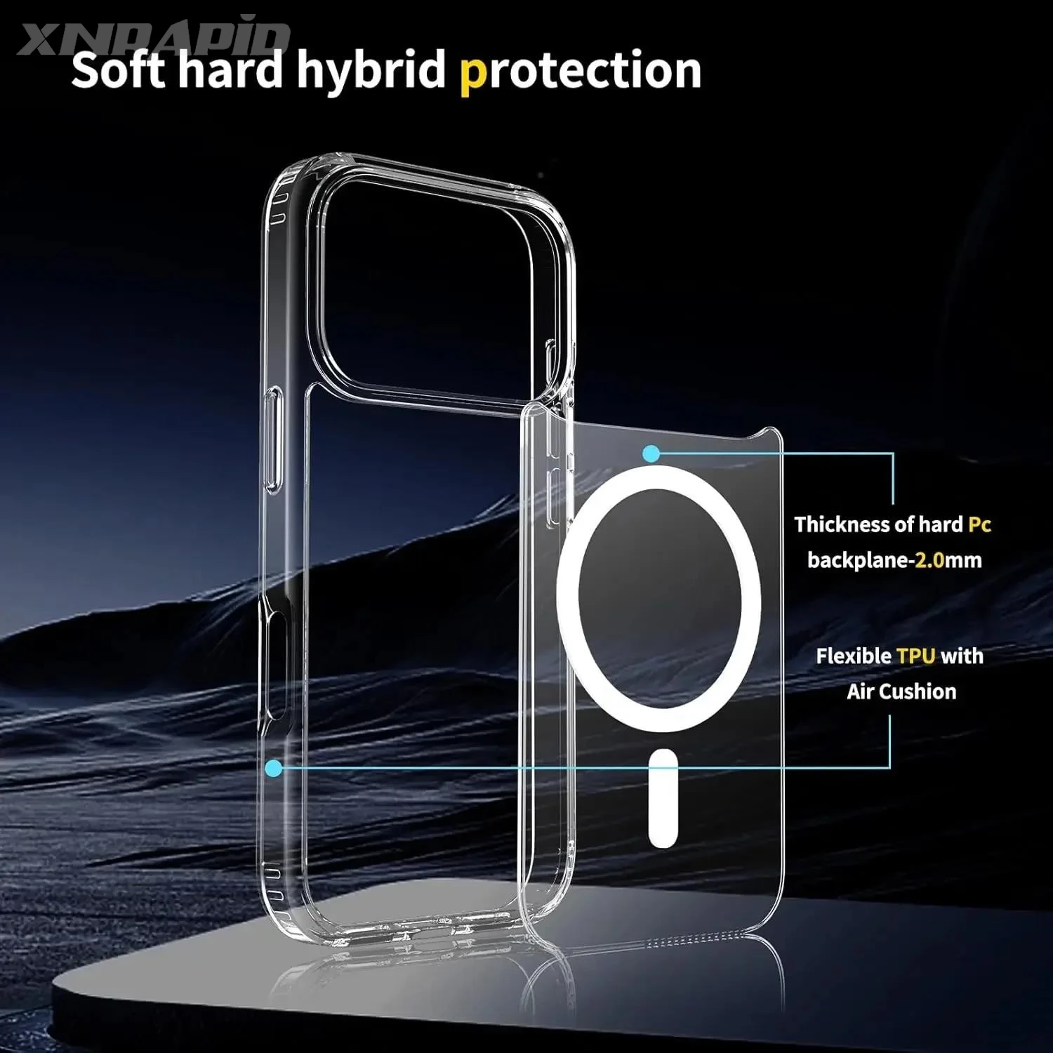 Magsafe 무선 충전 마그네틱 케이스 for iPhone 17 17Air 17Pro Max, 충격 방지 투명 쉘 PC 클리어 커버 (아이폰17용)