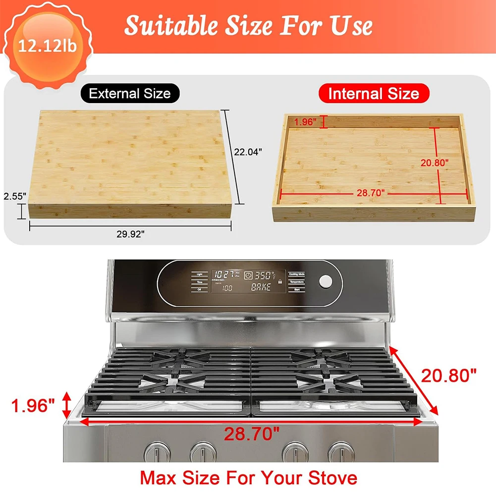 Bamboo Sink Cover RV Stove Top Cover Multi-Purpose Counter Space Top Covers Space-Saving Stove Top Cutting Board for Gas Burners