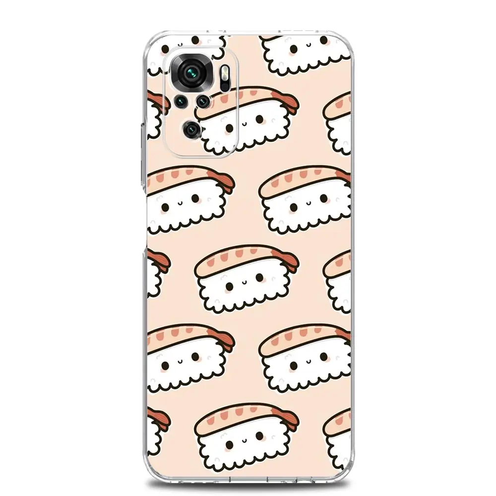 Clear Soft TPU Phone Case with Cute Cartoon Sushi Design