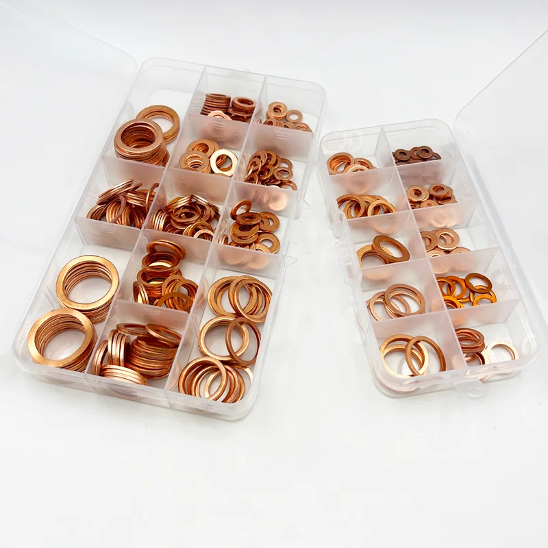 Description Picture 6 of itemBoat Red Brass Copper Washer O Ring Copper Gasket Flat Ring Seal Kit M6 M8 M10 M12 M14 M16 M18 M20 Copper Washers For Sump Plug