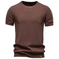 Nouveau T-shirt d'été pour homme à col rond, coupe européenne, couleur unie fluide, manches courtes, haut décontracté - PSD8000 2