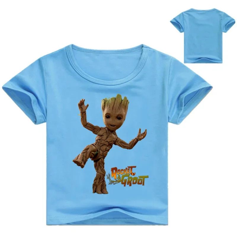Children Clothing Summer Casual White Tees Tops Clothes For Baby Boys Groot Print Tshirt Girls T-shirt Kids 3D Cotton T Shirts children tshirts,children tops