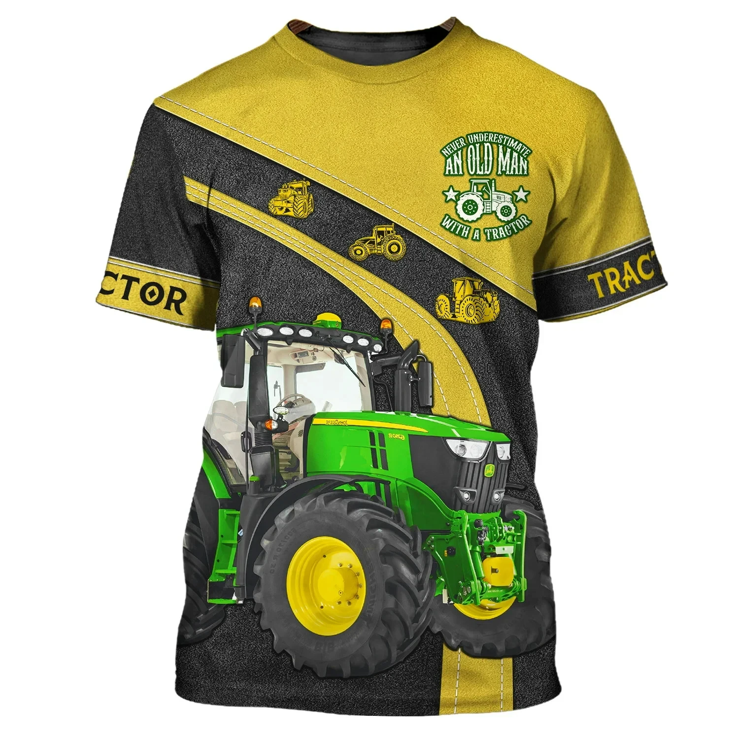 Summer Funny Farm Tractor Pattern 3D Print Men's T-shirts Casual Short Sleeve Oversized Pullover Fashion Streetwear Men Clothing 4