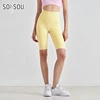 SOISOU Nylon Women's Shorts Gym Yoga Cycling Shorts High Waist Elastic Breathable No T Line Fitness Womens Clothing 24 Colors