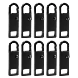 Metal Zipper Slider Puller - Detachable Instant Repair Kit for Clothing, Luggage, and Purses (Black)