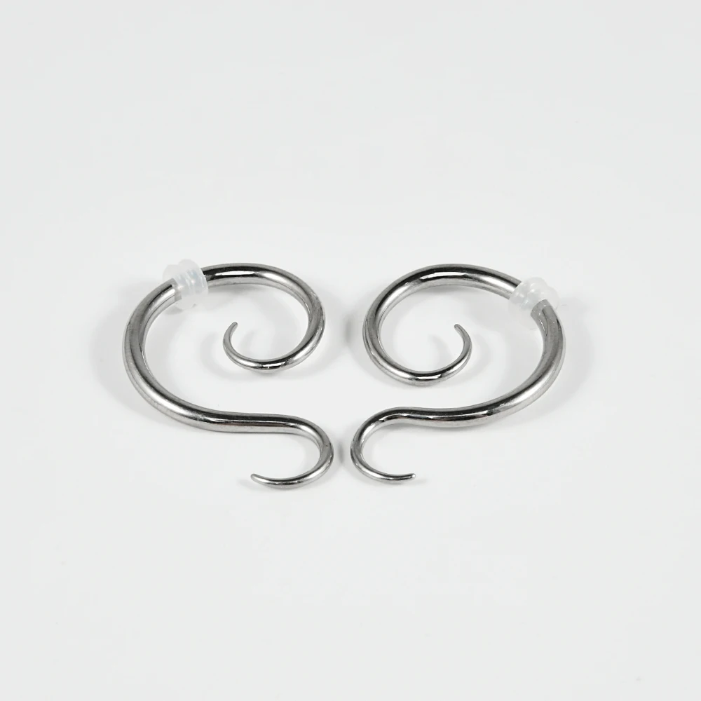 1PC High Quality Stainless Steel S Spiral Hoop Earrings Tunnel