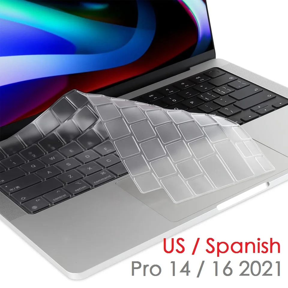 Cover Spagnola Usa Per Macbook Pro 14 Pro 16 2021 M1 Max A2442 A2485 Cover Per Tastiera Spagnola Usa Pelle Per Tastiera In Silicone Nero