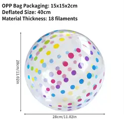Colorful Inflatable PVC Ball with Dots and Stripes - Fun Toy for Kids' Pool Parties and Indoor/Outdoor Games (B)