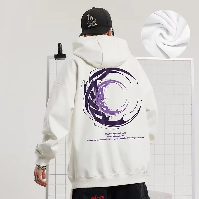 Hooded Sweater Men's Trendy Brand Large Size M-8XL Men's Autumn And Winter Style Plush And Thick Fat Hip-hop Pullover Jacket