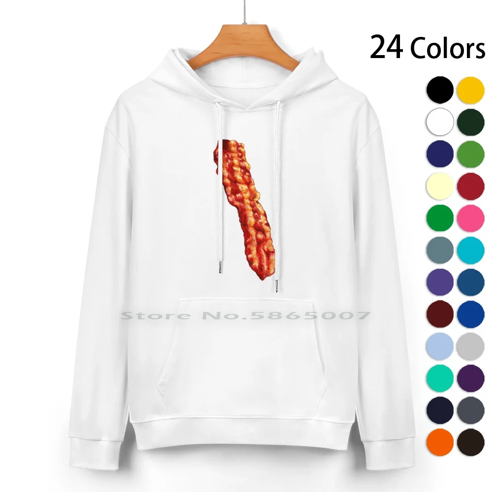 

Bacon Pattern Pure Cotton Hoodie Sweater 24 Colors Bacon Food Breakfast 100% Cotton Hooded Sweatshirt For Women Men Unisex