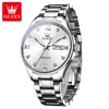 OLEVS 9955 Original Automatic Mechanical Wrist Watches for Men Waterproof Luminous Diamond Scale Dual Calendar Luxury Man watch