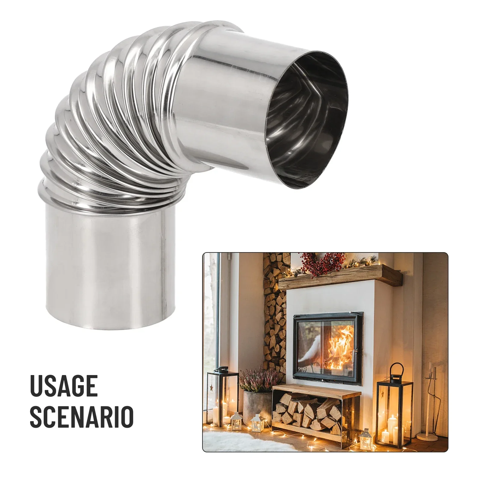 1Pcs Stainless Steel 90 Degree Elbow Chimney Liner Bend 50/60/80/100mm Flue Stove Pipe For Outdoor Camping Wood Stoves Chimney chimney liner bend chimney liner pipe