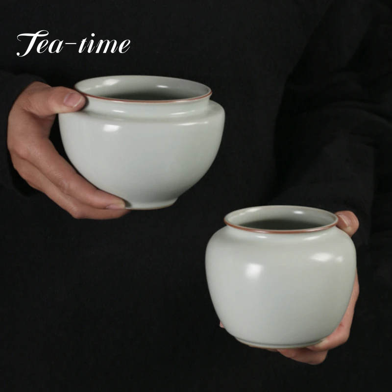 

Azure Ru Kiln Can Raised Ceramic Tea Slag Bucket Tea Ceremony Accessories Kung Fu Tea Jianshui Set Small Washing Water Bowl