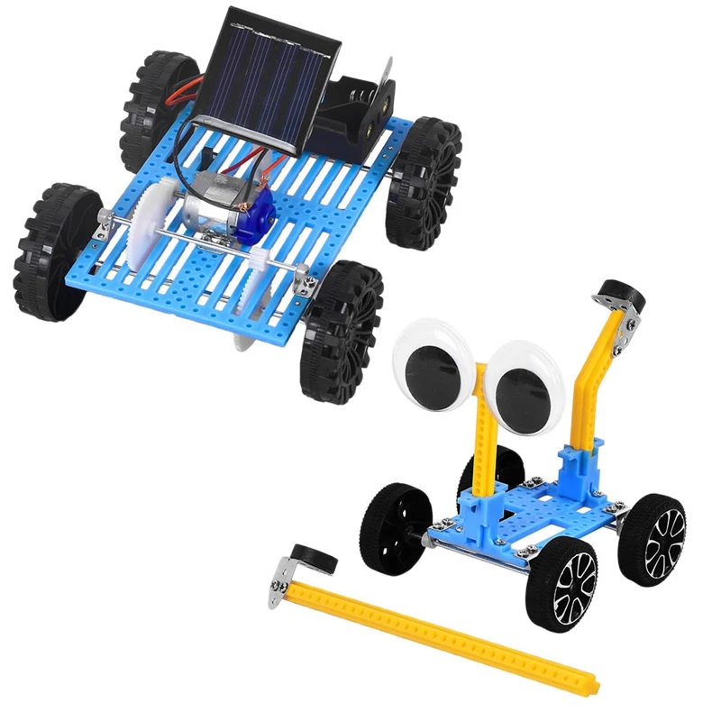 

2 Sets Science STEM Toys For Kids, Electric Motor Solar Powered Car Kit, DIY Science Engineering Experiments Projects