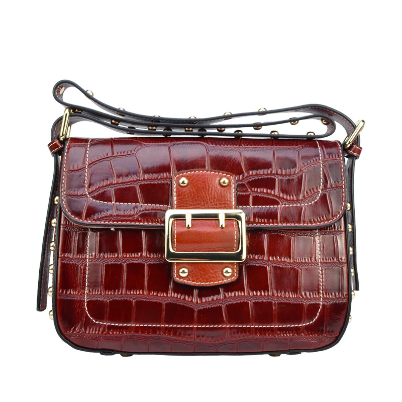 

Retro Original Designer New Rivet Crocodile Pattern Crossbody Women's Bag, European And American Personalized Shoulder Bag Women