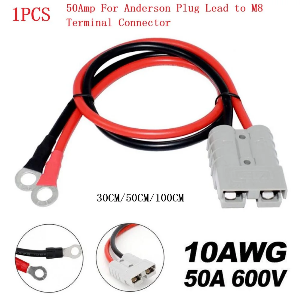 Conector 50amp 1000 v dc para Anderson Plug Cabo de Extensão 10awg Vermelho Preto Jaqueta m8 Terminal Cabo de Carregamento da Bateria Conector